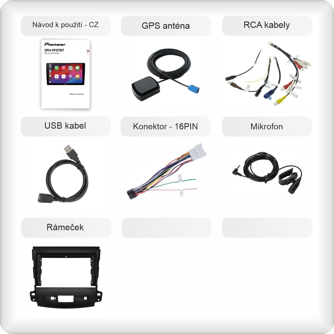 CZ příslušenství pro autorádio Pioneer SPH - PF97BT pro Mitsubishi Outlander carplay a android auto evtech_cz